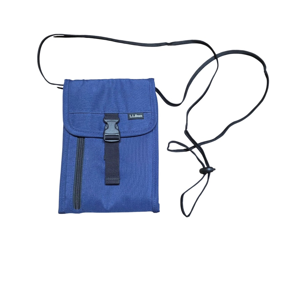 Navy Blue L.L. Bean Passport Travel Organizer Neck Pouch Wallet